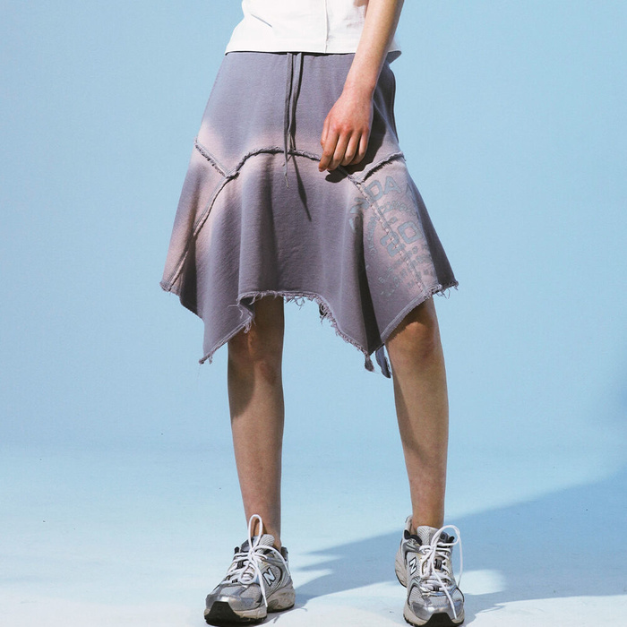 韓國PRENDA - GRADIENT RAWCUT SKIRT GRAY